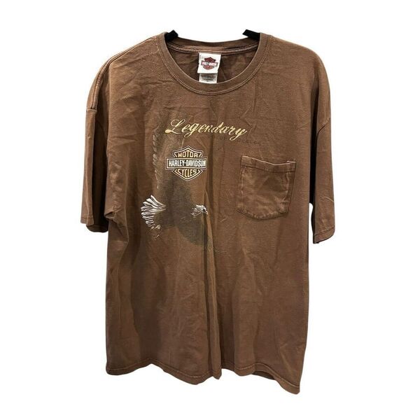 Vintage Harley-Davidson Men's XL Brown Route 66 Graphic T-Shirt Short Sleeve - Picture 1 of 5